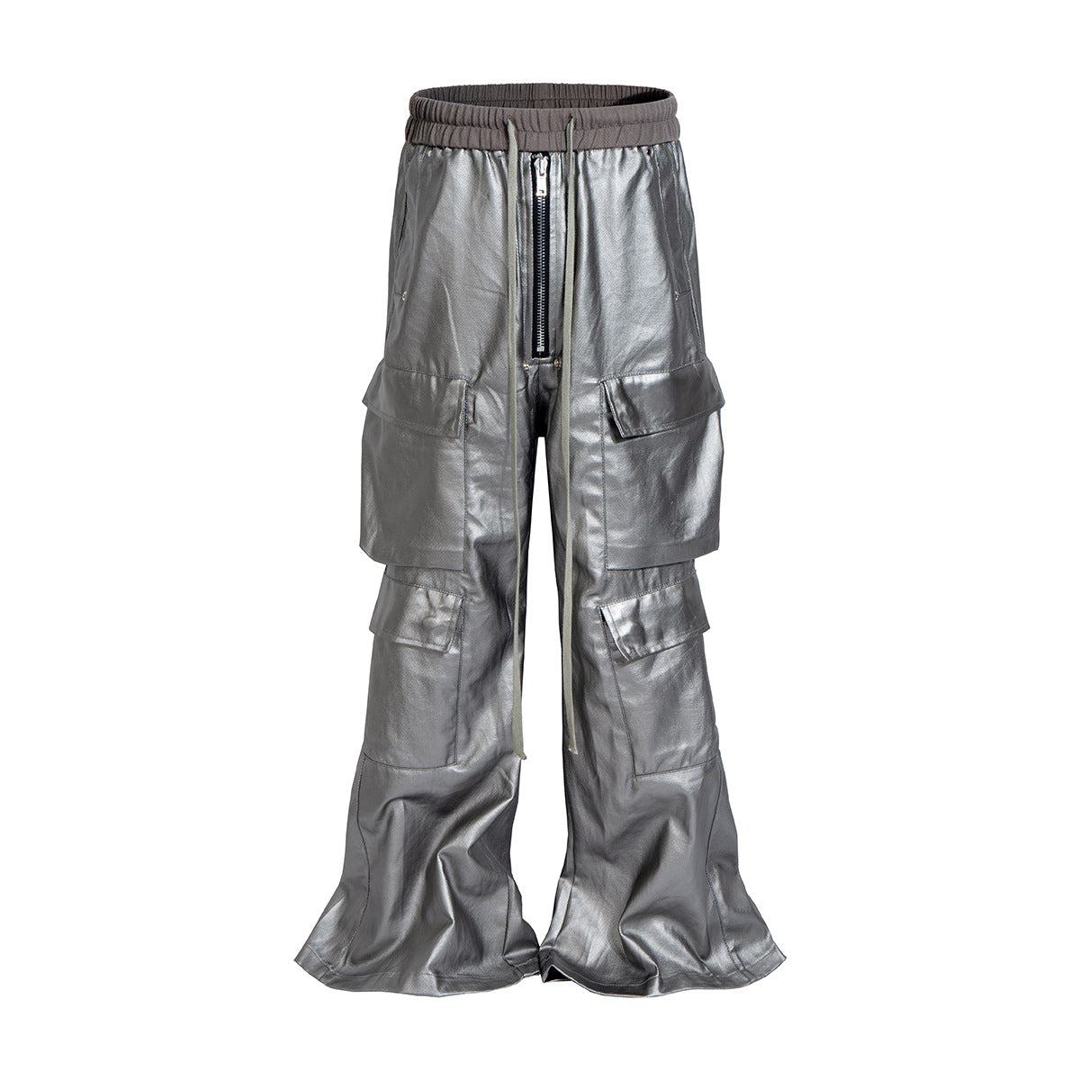 PU Coated Wide-Leg Cargo Pants WN11369