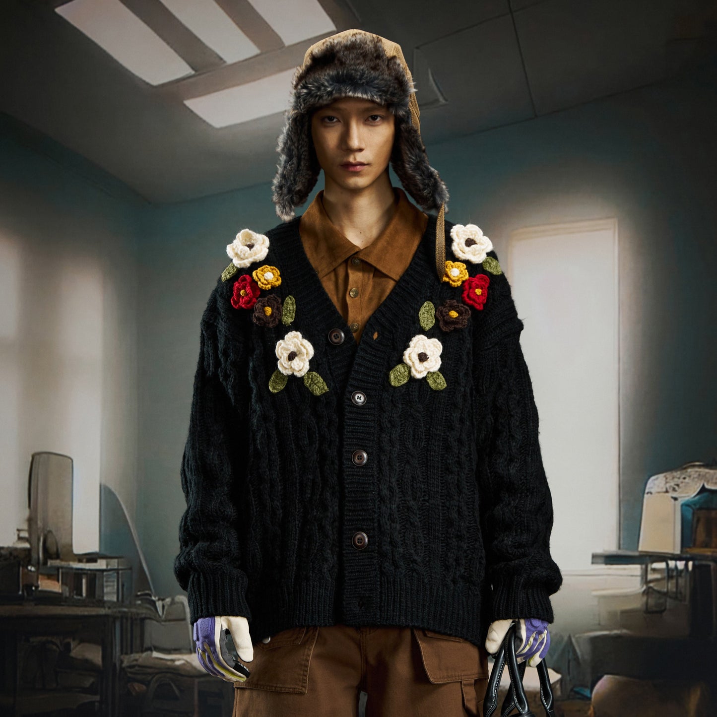 Handcrafted 3D Crochet Flower High-End Knit Cardigan WN22738