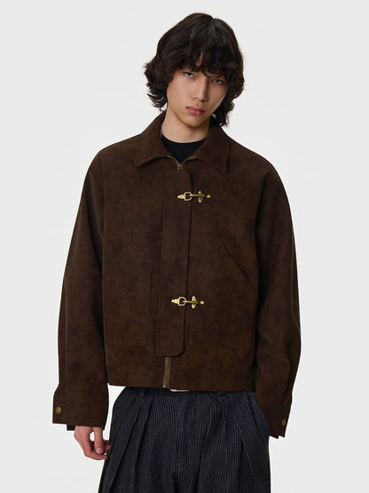 Suede Lobster-Clasp Short Jacket WN21398