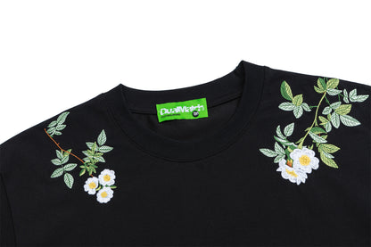Floral Letter Embroidery Oversize Short Sleeve T-Shirt WN26880