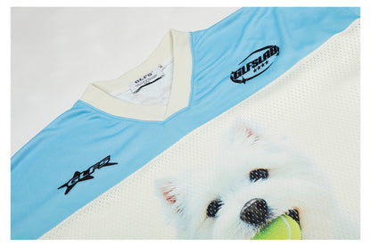 Sporty Breathable Dog Print Oversize Short Sleeve T-Shirt WN26541