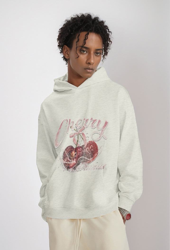 Oversize Pullover Cherry Print Hoodie WN9923