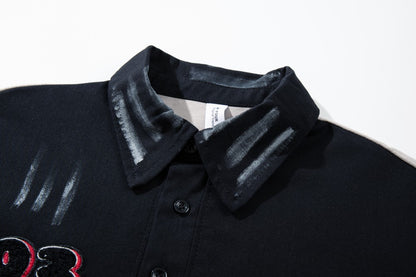 Paint Embroidery Oversize Short Sleeve Polo Shirt WN28089