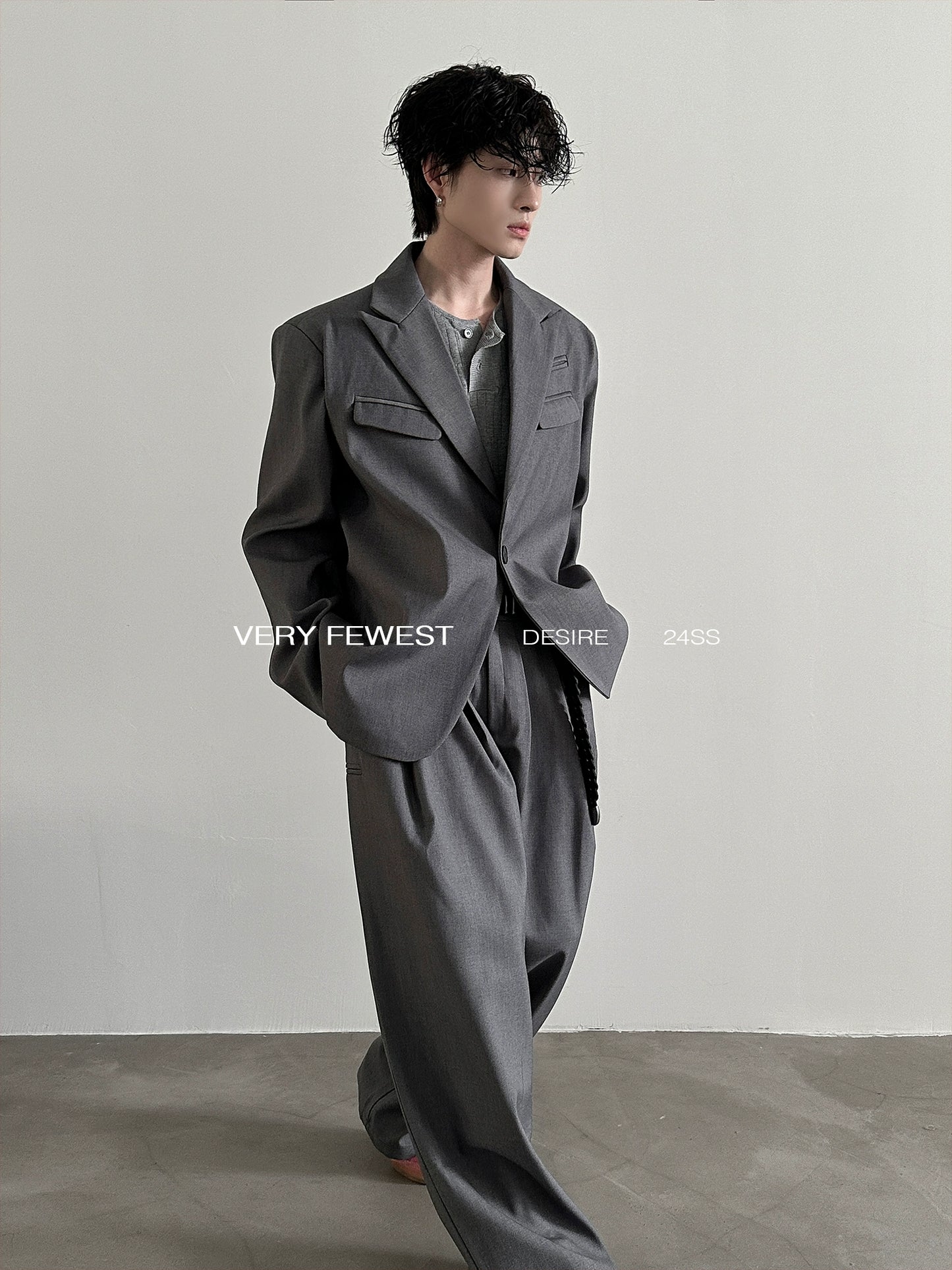 Heavyweight Oversize Tailored Jacket & Wide Leg Tuck-in Trousers Setup WN8922