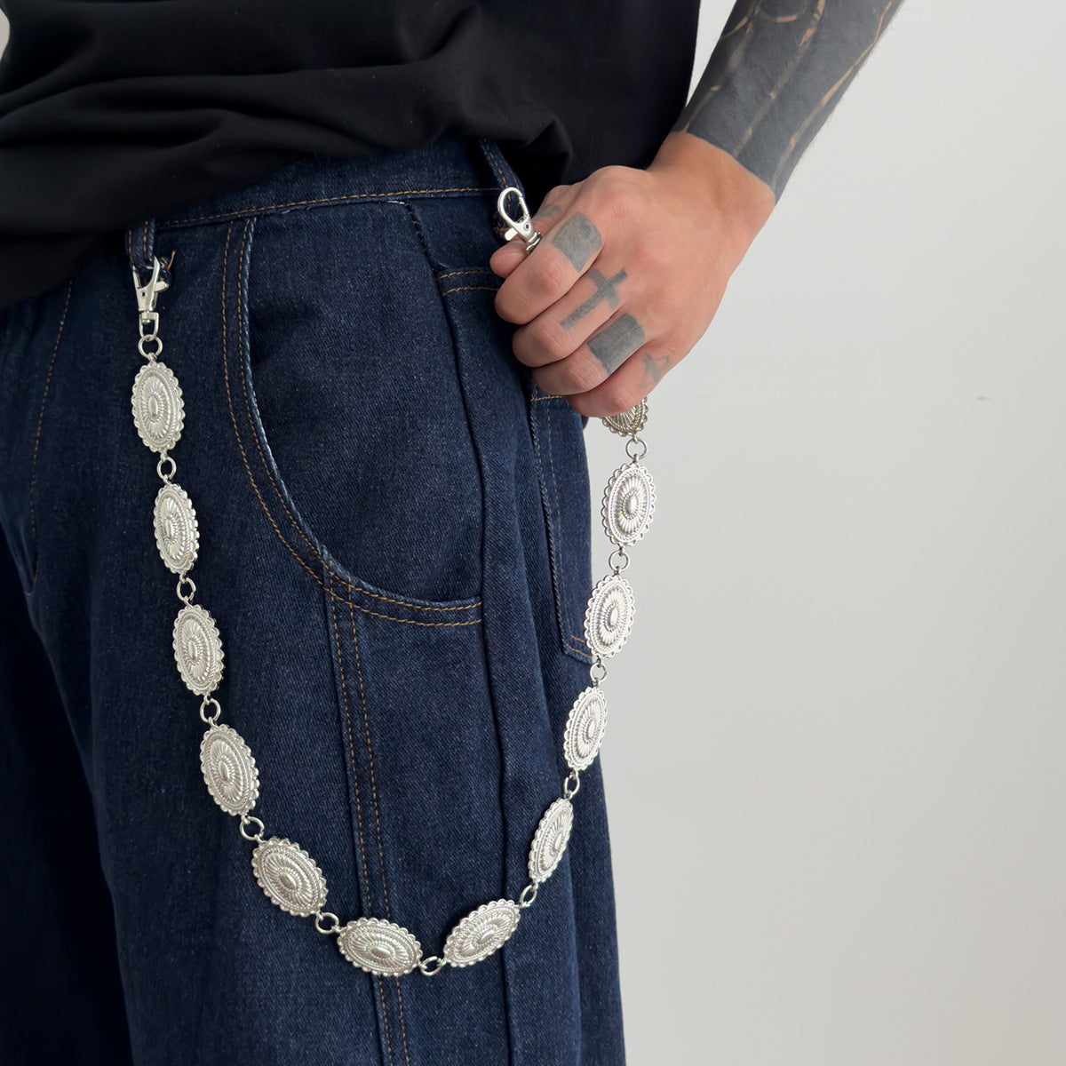 Oval Pattern Metal Pants Chain WN21058