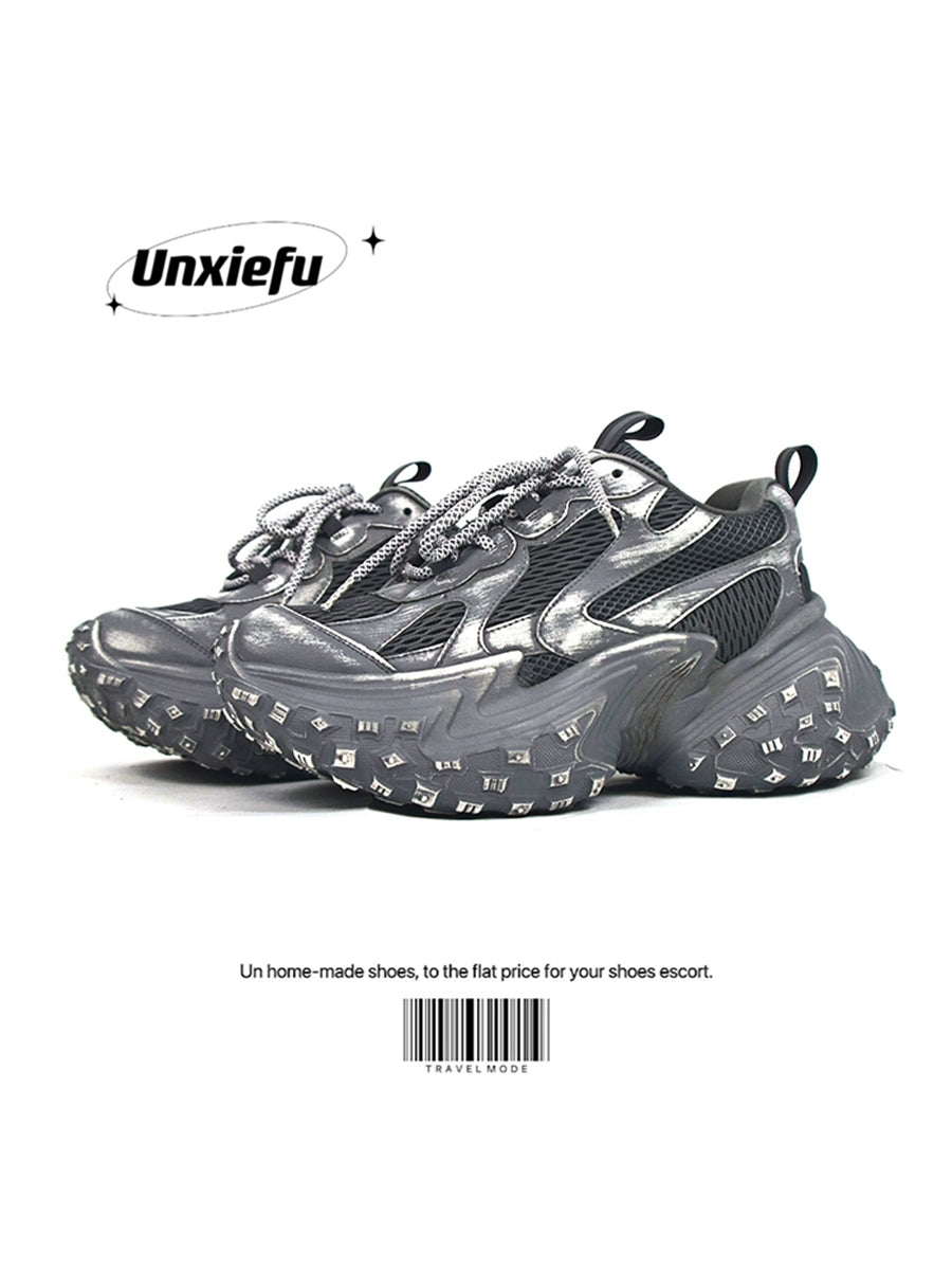 Washed Mesh Chunky Sole Dad Sneakers WN20790