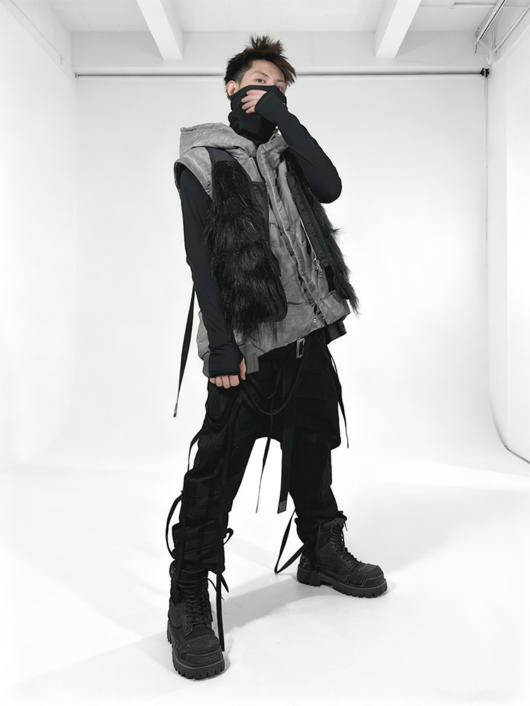 Asymmetric Detachable Hooded White Duck Down Jacket WN22005