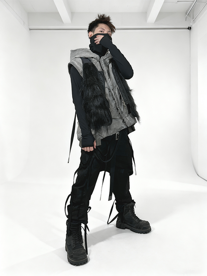 Asymmetric Detachable Hooded White Duck Down Jacket WN22005