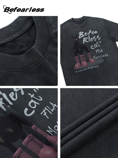 Dog Graphic Letter Print Short Sleeve T-Shirt WN26224