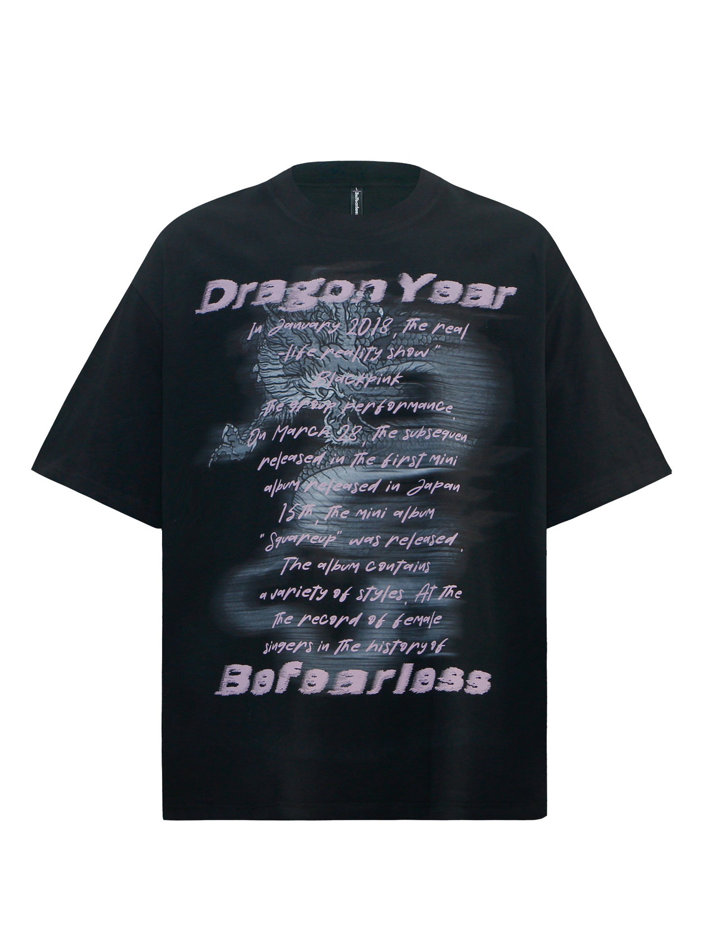 Dragon Year Graphic Letter Print Oversize Short Sleeve T-Shirt WN26391