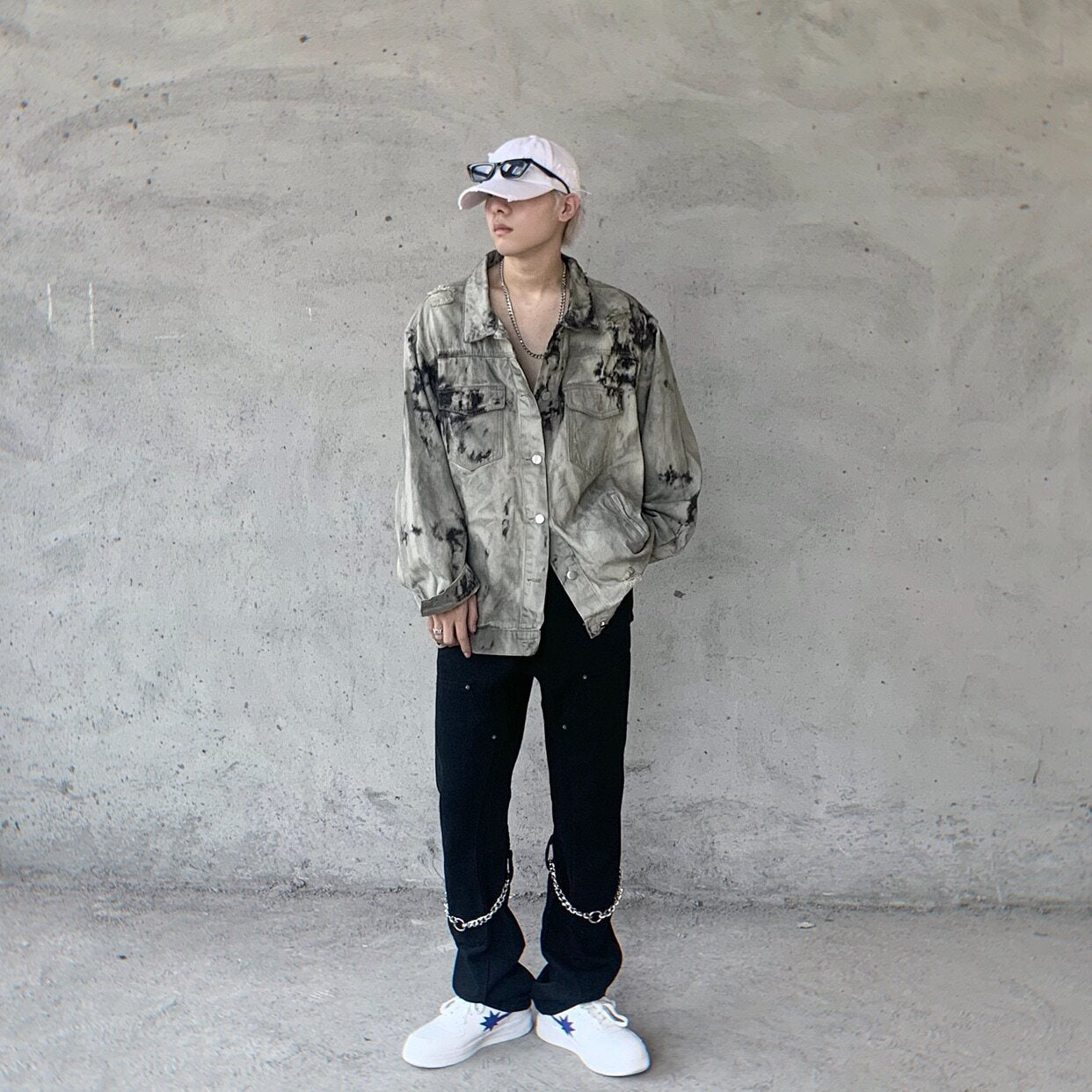Washed Tie-Dye Damage Denim Jacket WN24411