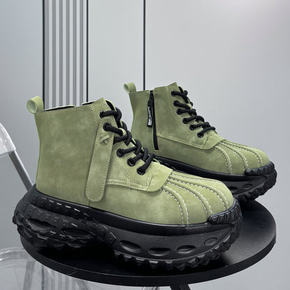 Suede Stitch Detail Chunky Sole Short Boots WN24614