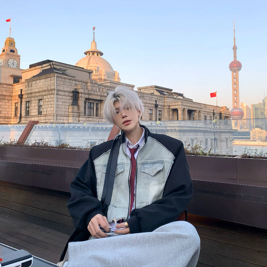 Denim Patchwork Design Jacket WN19806