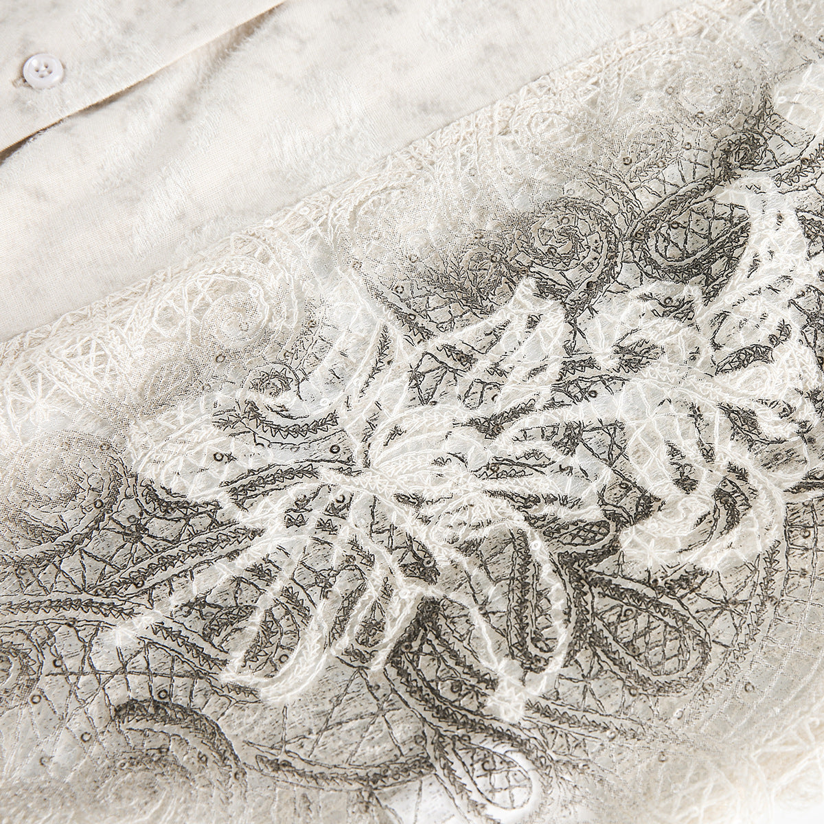 Graffiti Lace Cutout Short Sleeve Shirt WN16181