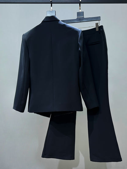 Patchwork Embroidery Tailored Jacket & Flare Trousers Setup WN23917