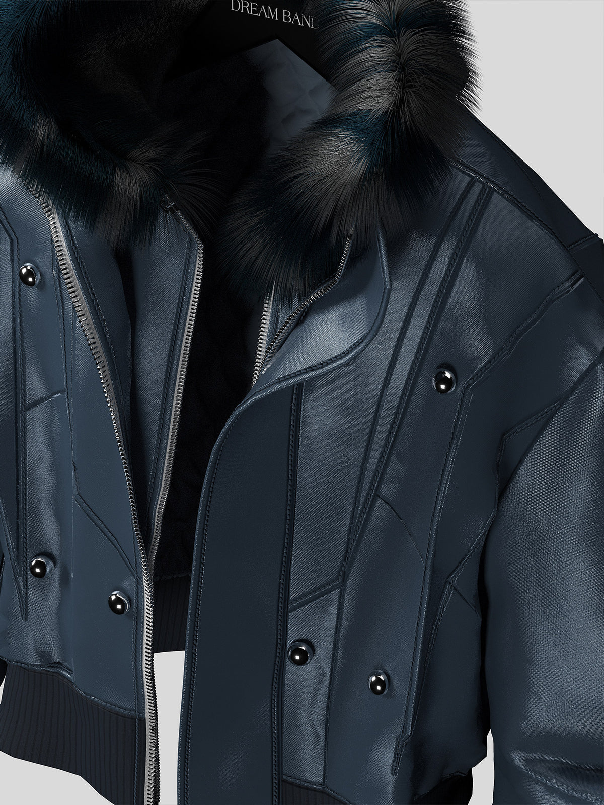 Fake Fur Collar Stud Oversize Puffer Jacket WN27139