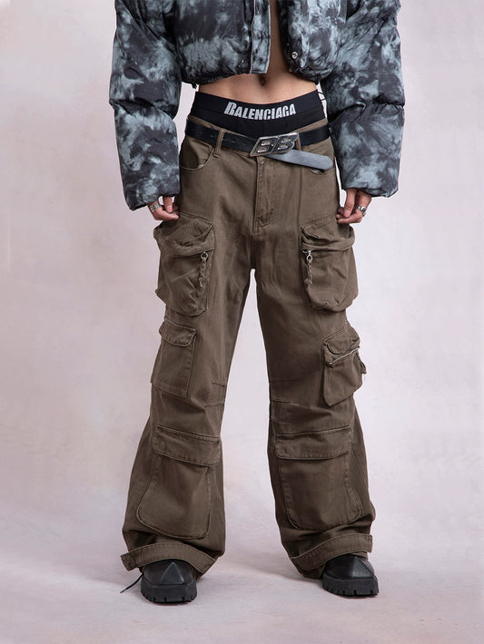 Multi-Pocket Straight Cargo Pants WN9323