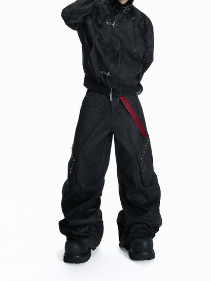 Wax Coating Multi-Pocket Heavyweight Denim Jeans WN23555