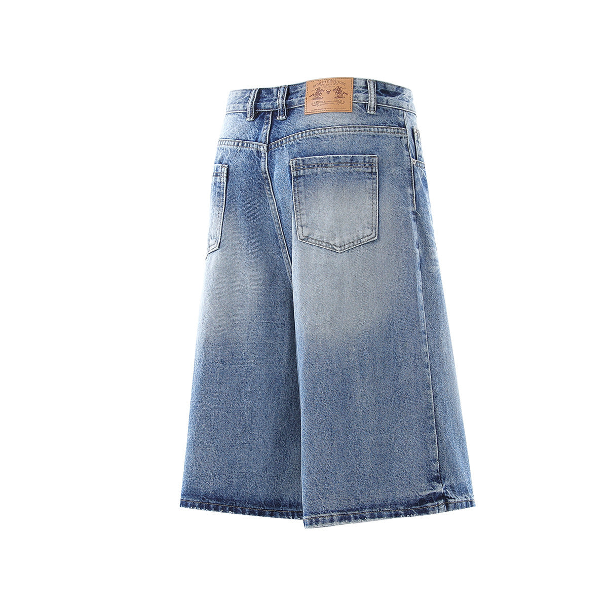 Washed Whisker Wide Leg Curved Half Denim Jeans WN25469