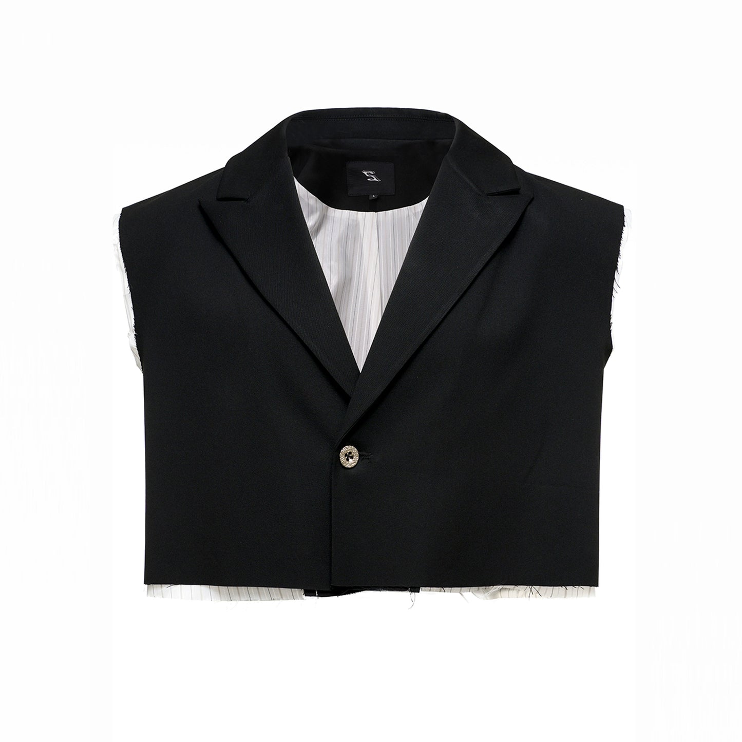 Frayed Hem Sleeveless Tailored Jacket & Half Pants Setup WN16561