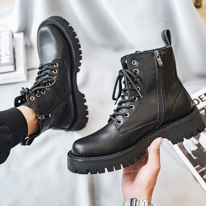 Chunky Lug Sole Platform Lace-Up Zipper Boots WN24559