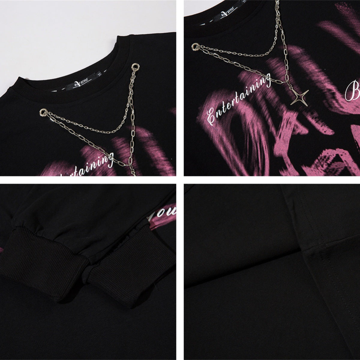 Necklace Letter Graffiti Fleece Sweatshirt WN11210