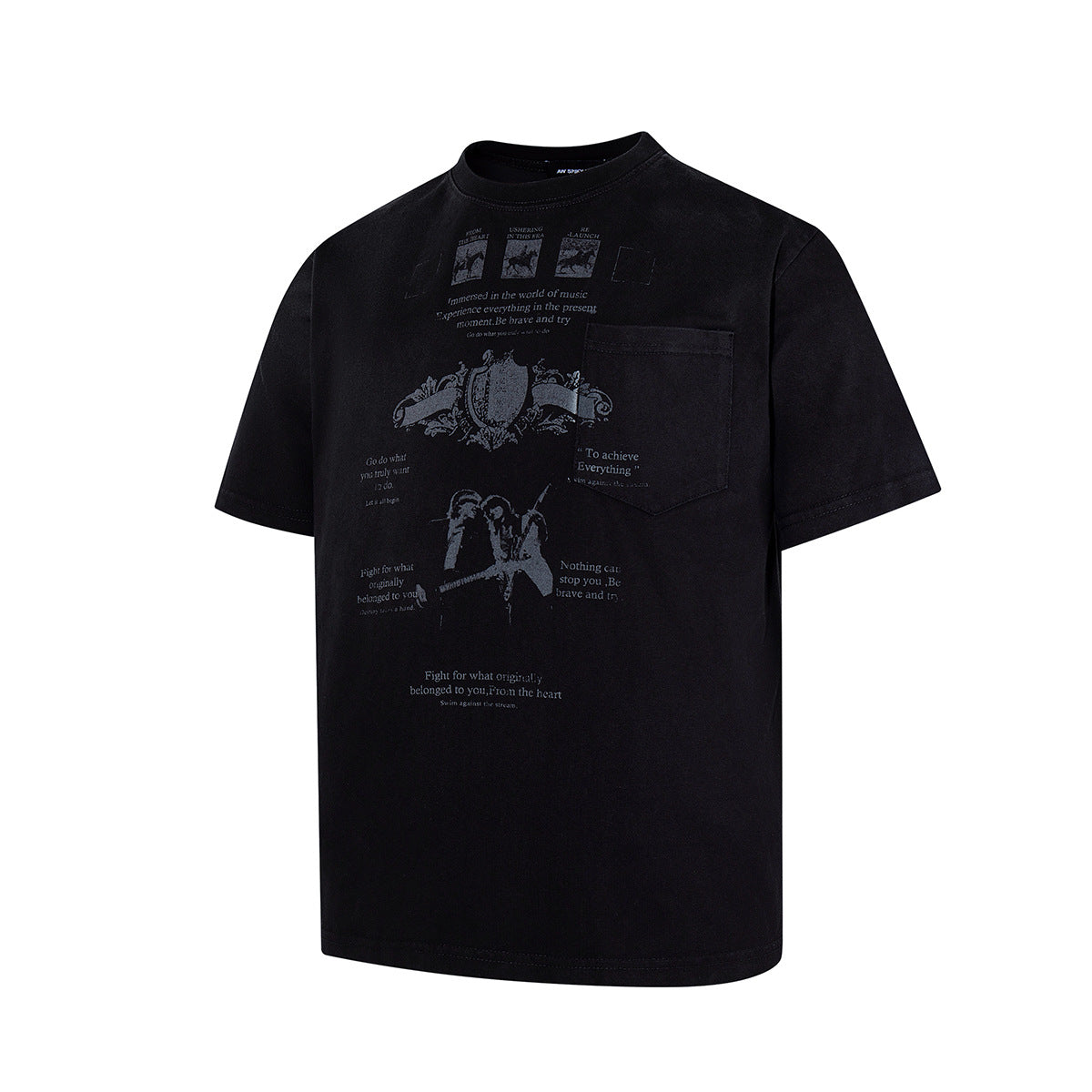Graphic Print Pocket Design Short Sleeve T-Shirt WN25383