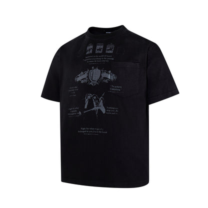 Graphic Print Pocket Design Short Sleeve T-Shirt WN25383