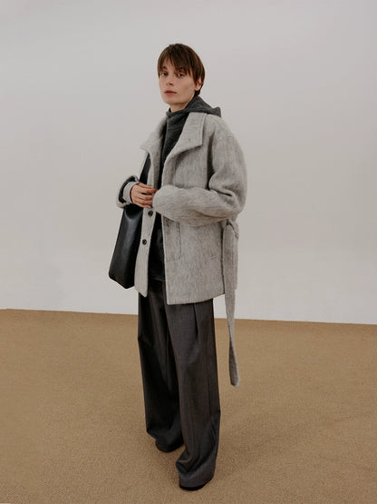 Belted High-Neck Wool Short Jacket WN21653