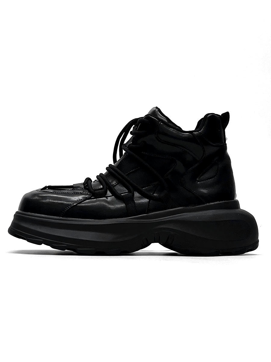 High-Top Chunky Sole Leather Shoes WN19152