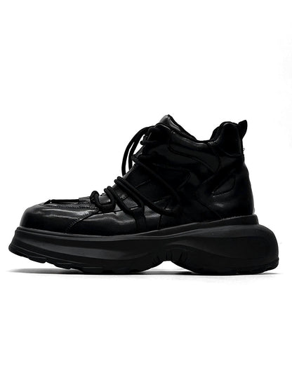 High-Top Chunky Sole Leather Shoes WN19152