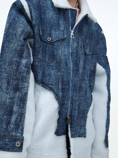 Boa Fleece Mix Oversize Denim Jacket WN9857