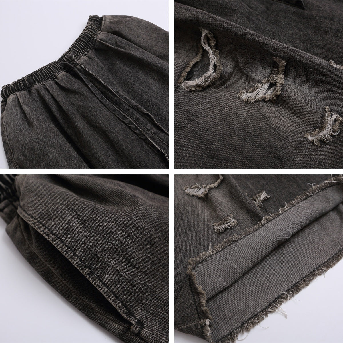 Damage Raw Hem Denim Half Jeans WN26784