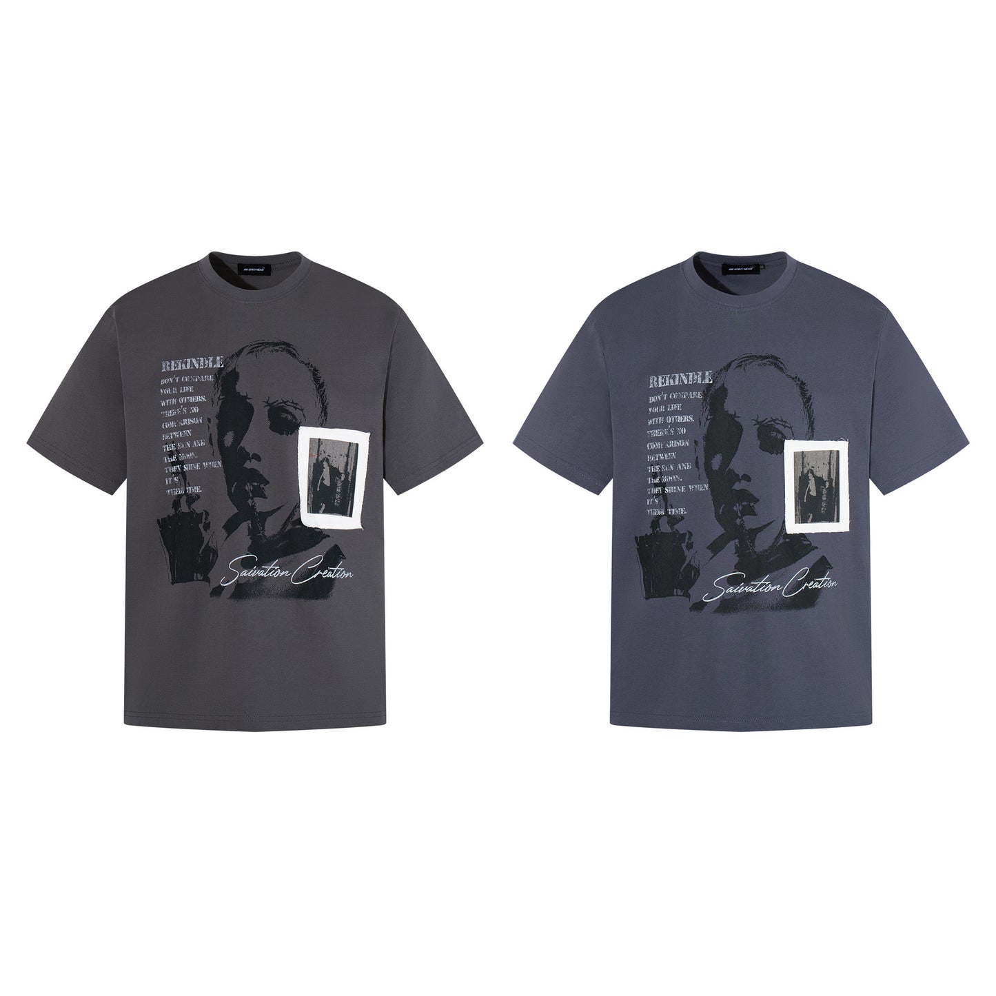 Portrait Letter Print Short Sleeve T-Shirt WN25459