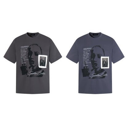 Portrait Letter Print Short Sleeve T-Shirt WN25459