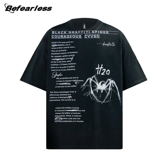 Letter Spider Print Oversize Short Sleeve T-Shirt WN26406