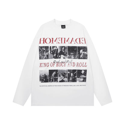 Washed Dirty Dye Graphic Print Long Sleeve T-Shirt WN25719