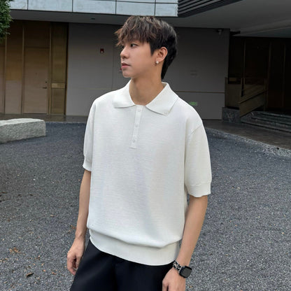Oversize Knit Polo Short Sleeve Shirt WN25324