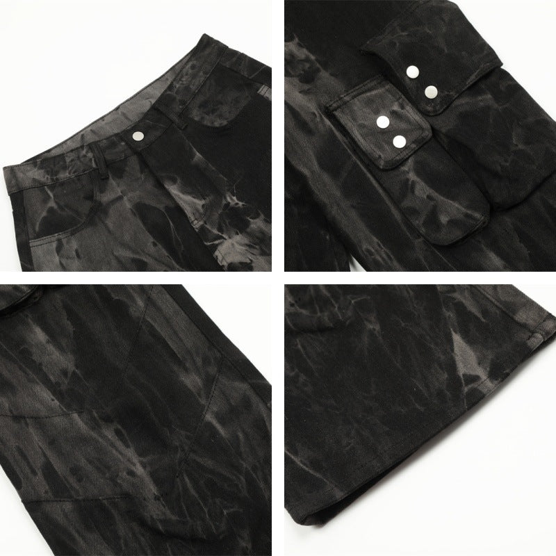 Tie-Dye Multi-Pocket Camouflage Cargo Denim Jeans WN11202