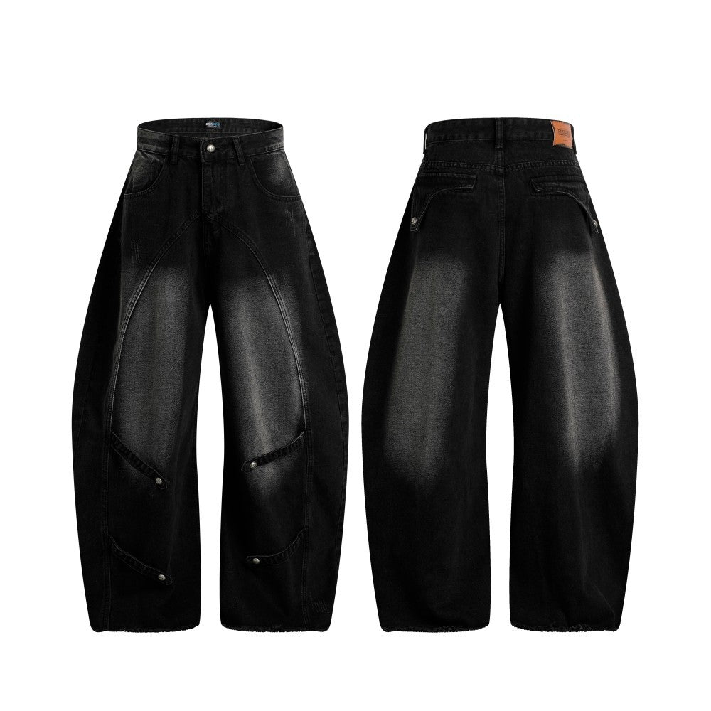 Gradient Deconstruction Raw-Hem Wide Leg Denim Jeans WN27918