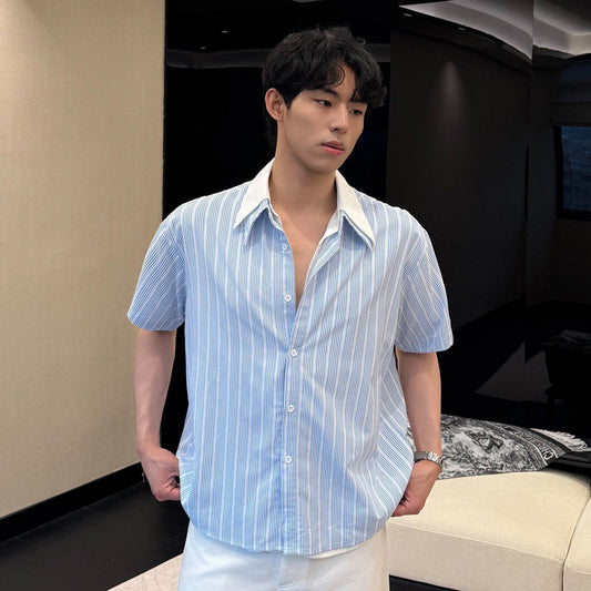 Layered Stripe Short Sleeve Shirt WN24987
