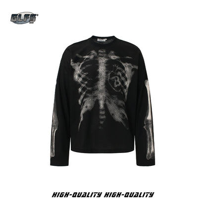 Waffle Skeleton Graphic Long Sleeve T-Shirt WN26491