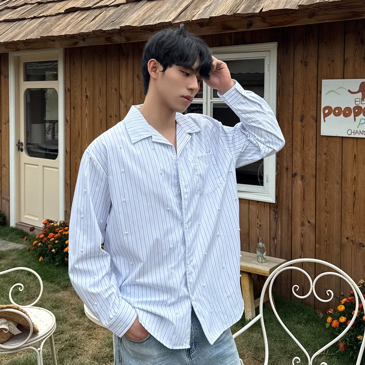 Open Collar Long Sleeve Shirt WN24870