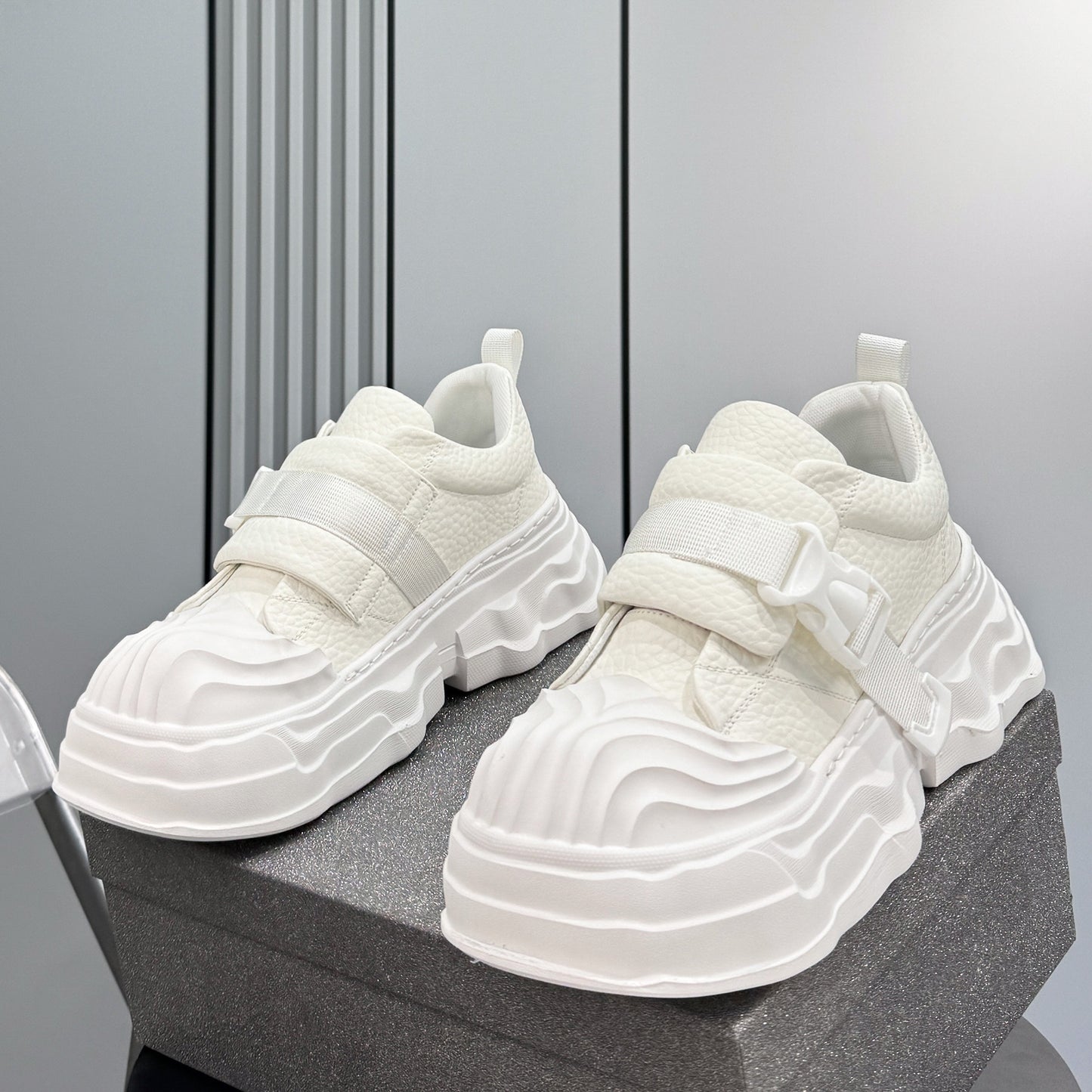 Strap Buckle Platform Chunky Sole Sneakers WN24640