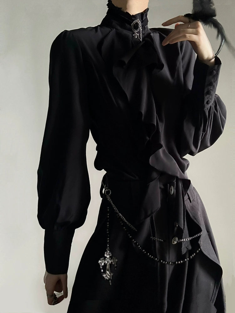 Ruffles Design Long Sleeve Shirt  WN19607