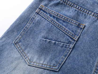 Washed Whisker Wide Leg Denim Jeans WN25481