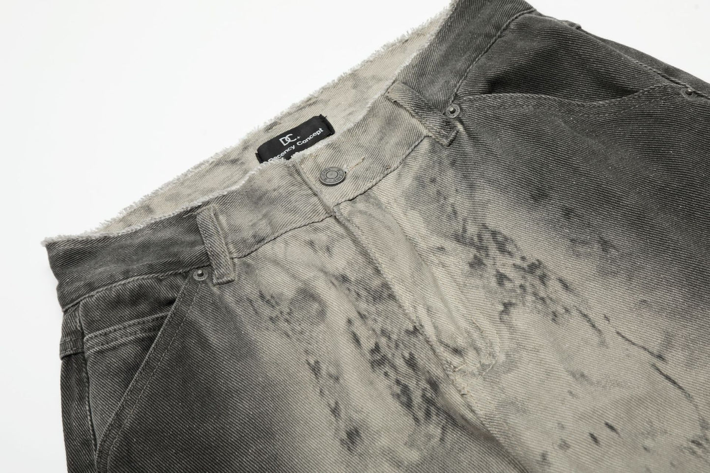 Washed Graphic Design Wide-Leg Straight Denim Jeans WN16807