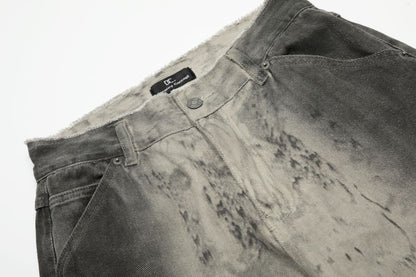 Paint Washed Wide Leg Denim Jeans WN25950