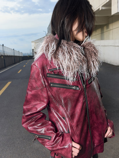 Detachable Fur Collar YKK Zipper Fitted Jacket WN27337