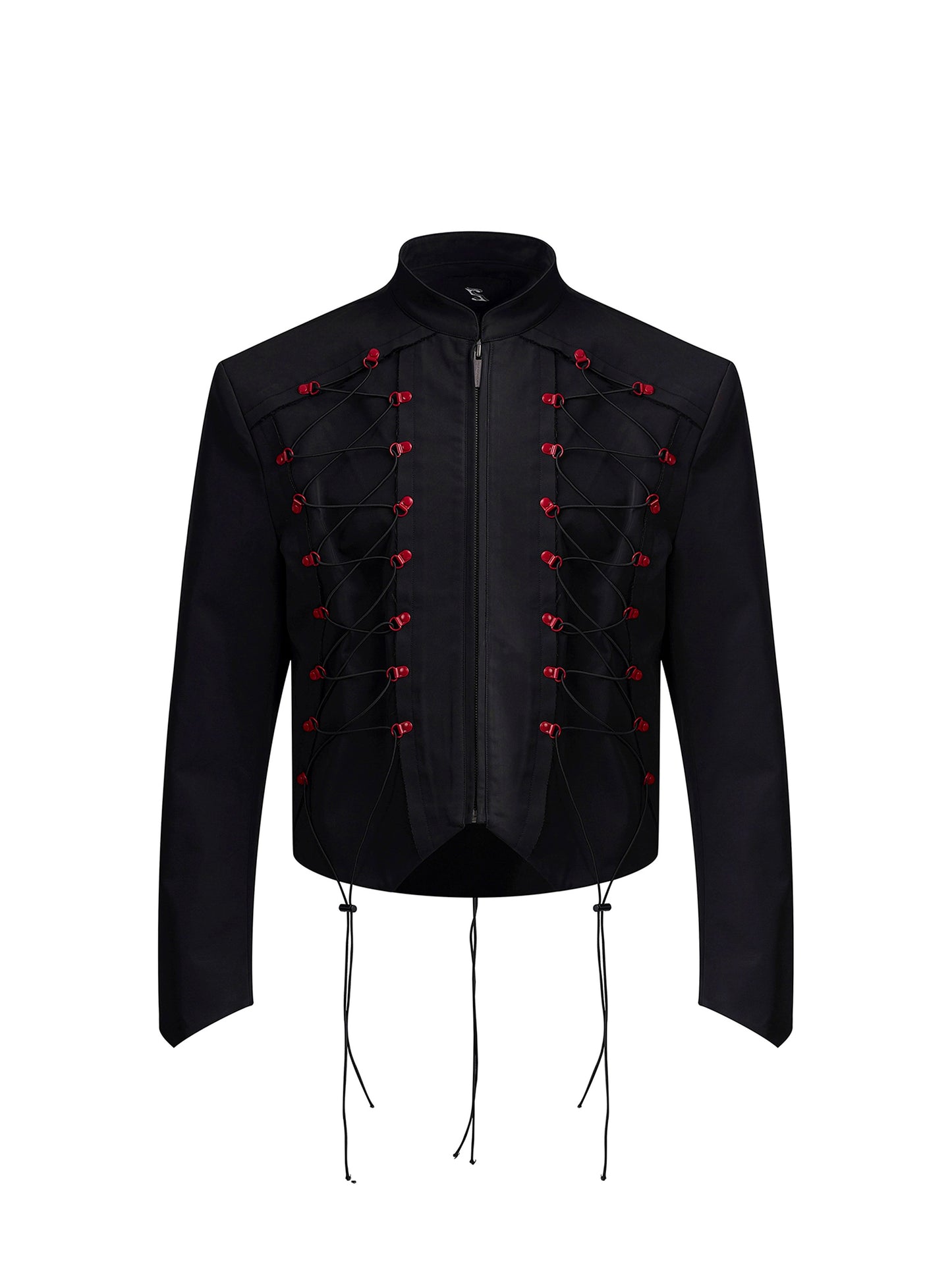 Drawstring Design Stand Neck Short Jacket & Wide Leg Trousers Setup WN20508